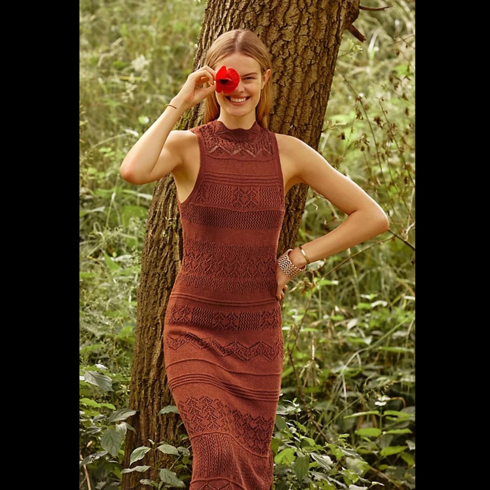 Anthropologie NWT Crochet MIDI Dress Size S